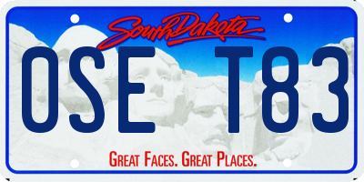 SD license plate 0SET83