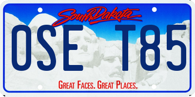 SD license plate 0SET85