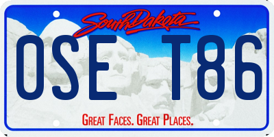 SD license plate 0SET86