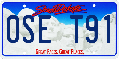 SD license plate 0SET91