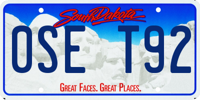 SD license plate 0SET92