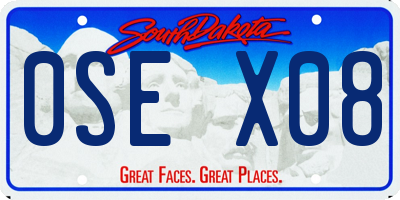 SD license plate 0SEX08