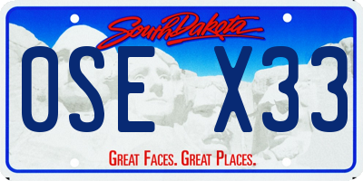 SD license plate 0SEX33