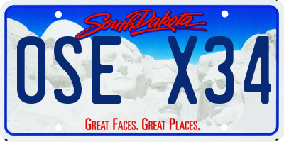 SD license plate 0SEX34