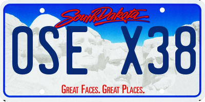 SD license plate 0SEX38