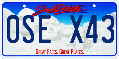SD license plate 0SEX43