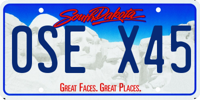 SD license plate 0SEX45