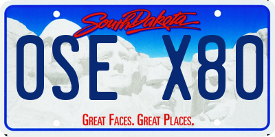 SD license plate 0SEX80