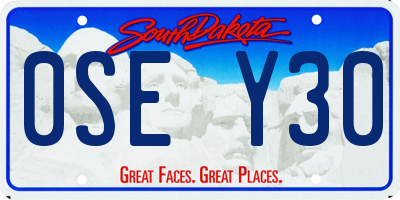SD license plate 0SEY30