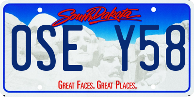 SD license plate 0SEY58