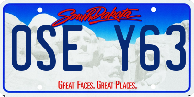 SD license plate 0SEY63
