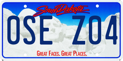 SD license plate 0SEZ04