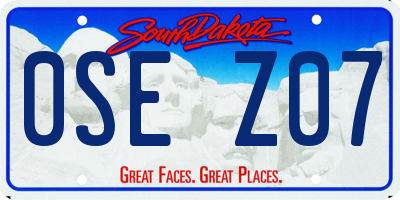 SD license plate 0SEZ07