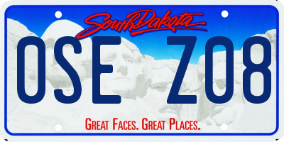 SD license plate 0SEZ08