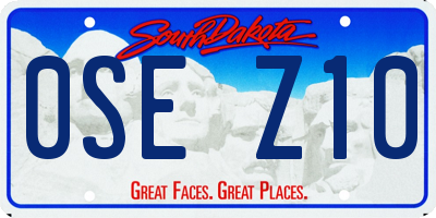 SD license plate 0SEZ10