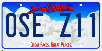 SD license plate 0SEZ11