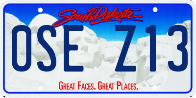 SD license plate 0SEZ13