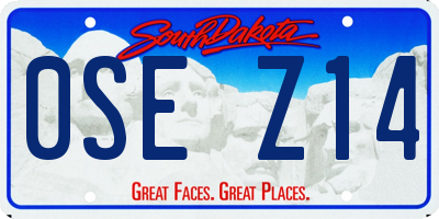 SD license plate 0SEZ14