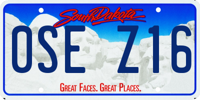 SD license plate 0SEZ16