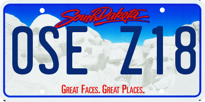 SD license plate 0SEZ18