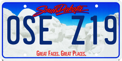 SD license plate 0SEZ19