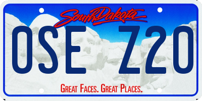 SD license plate 0SEZ20