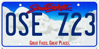SD license plate 0SEZ23