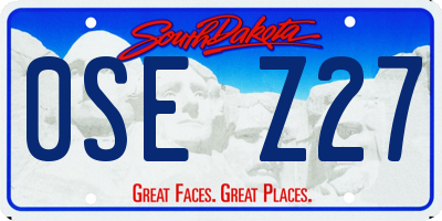 SD license plate 0SEZ27