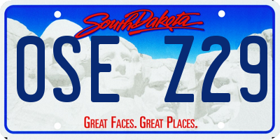 SD license plate 0SEZ29