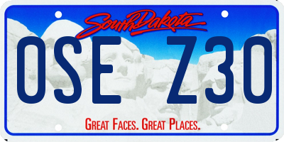 SD license plate 0SEZ30