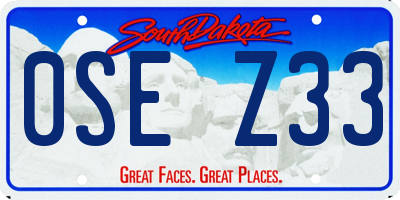 SD license plate 0SEZ33