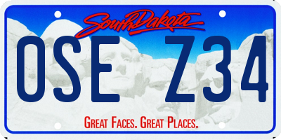 SD license plate 0SEZ34