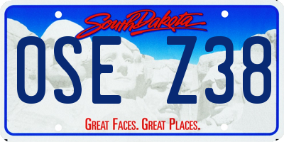 SD license plate 0SEZ38