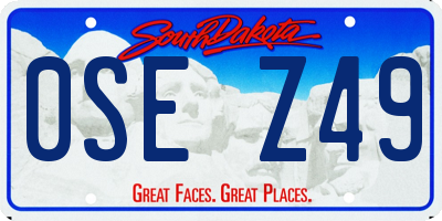 SD license plate 0SEZ49