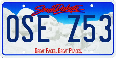 SD license plate 0SEZ53