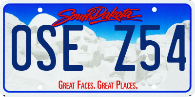 SD license plate 0SEZ54