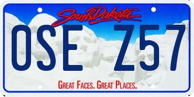 SD license plate 0SEZ57