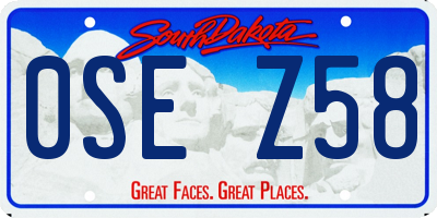 SD license plate 0SEZ58
