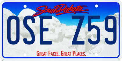 SD license plate 0SEZ59