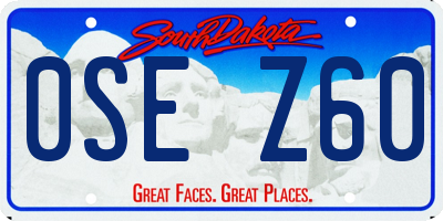 SD license plate 0SEZ60