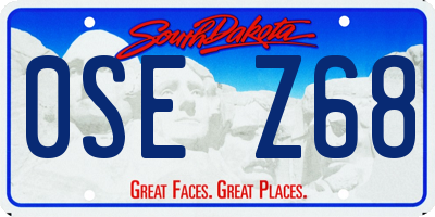 SD license plate 0SEZ68