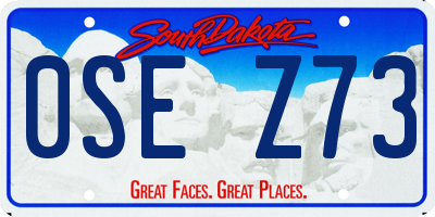 SD license plate 0SEZ73