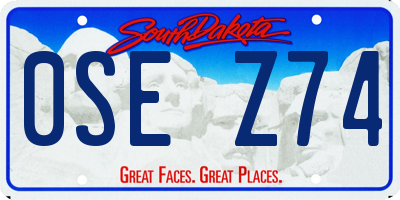 SD license plate 0SEZ74