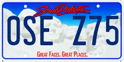 SD license plate 0SEZ75
