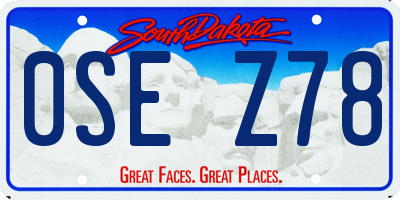 SD license plate 0SEZ78