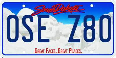 SD license plate 0SEZ80