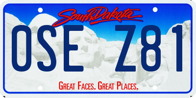 SD license plate 0SEZ81