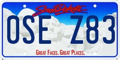 SD license plate 0SEZ83