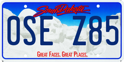 SD license plate 0SEZ85