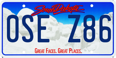 SD license plate 0SEZ86